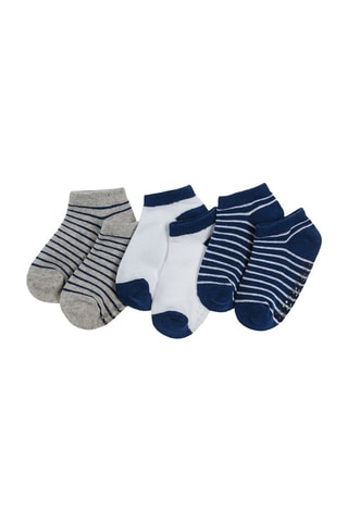 3 paires de chaussettes antidérapantes - Bleu marine et blanc