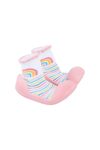 Chaussons-chaussettes Ecru et rose