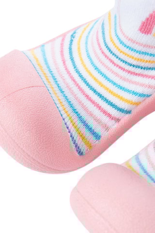 Chaussons-chaussettes Ecru et rose