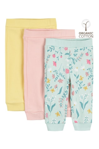 3 joggings en coton biologique - Turquoise, rose et jaune