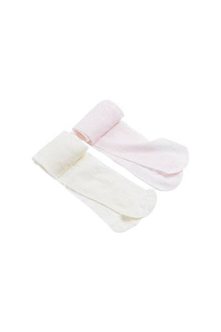 2 collants - Ecru et rose