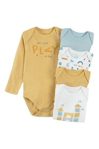 5 bodys - Camel et blanc