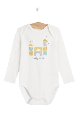 5 bodys - Camel et blanc