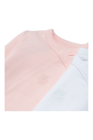 2 bodys en coton biologique - Blanc et rose