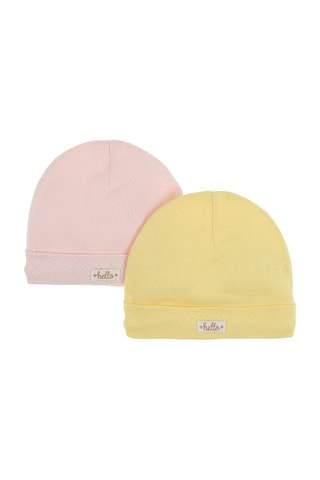 2 bonnets - Jaune et rose