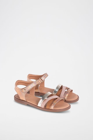 Sandales en cuir - Marron et argenté