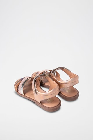 Sandales en cuir - Marron et argenté