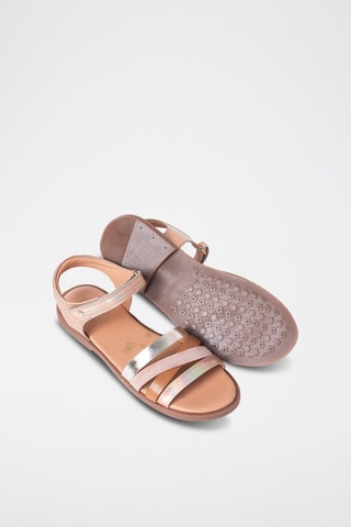 Sandales en cuir - Marron et argenté