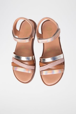 Sandales en cuir - Marron et argenté