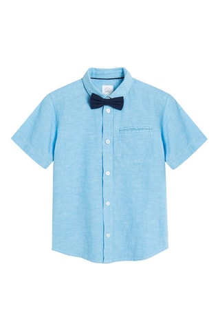 Chemise et nœud papillon en lin Bleu