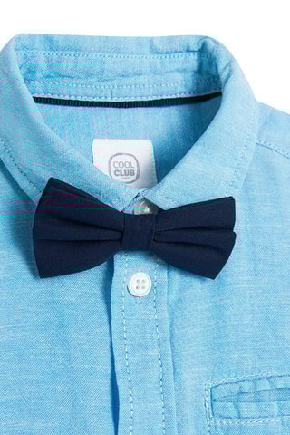 Chemise et nœud papillon en lin Bleu
