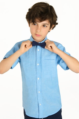 Chemise et nœud papillon en lin Bleu