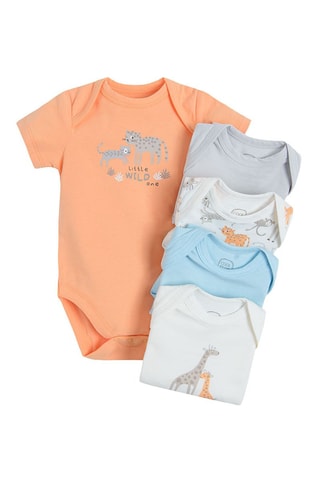 5 bodys Saumon, blanc et turquoise