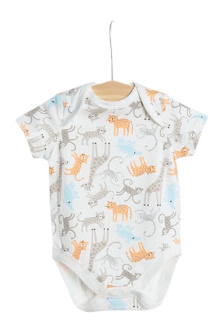 5 bodys Saumon, blanc et turquoise