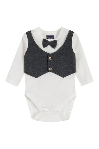 Body trompe-l’œil et pantalon Blanc et gris foncé chiné