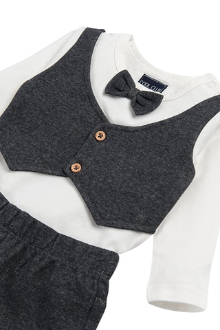 Body trompe-l’œil et pantalon Blanc et gris foncé chiné