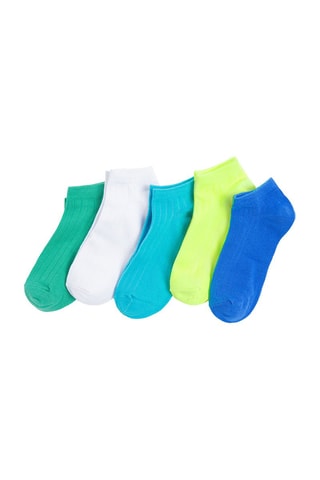 5 paires de chaussettes - Bleu roi et vert clair