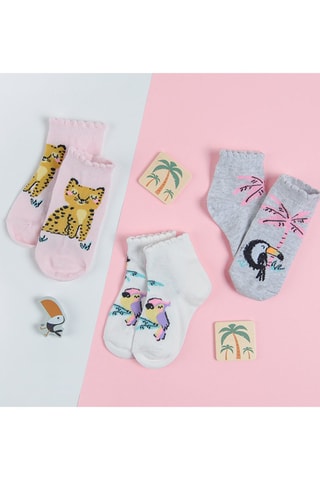 3 paires de chaussettes Rose, blanc et gris chiné