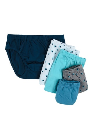 5 slips Bleu marine, blanc et gris