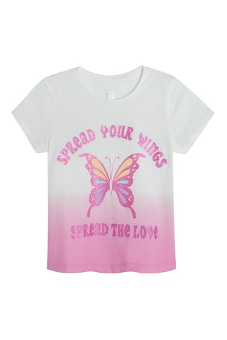 T-shirt dip and dye Blanc et rose