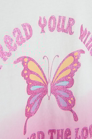 T-shirt dip and dye Blanc et rose