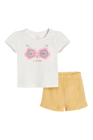 T-shirt et jupe-short Blanc et jaune