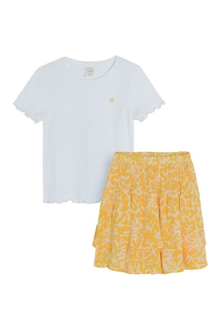 T-shirt et jupe Blanc et jaune