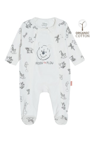 Grenouillère en coton biologique Tigrou et Winnie Winnie l’Ourson Disney Blanc