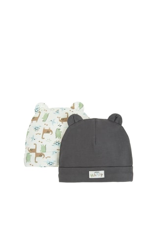 2 bonnets à oreilles - Blanc et anthracite