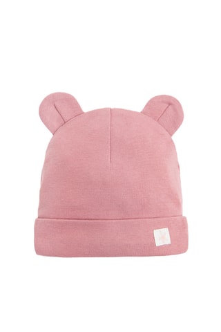 2 bonnets à oreilles - Rose et beige