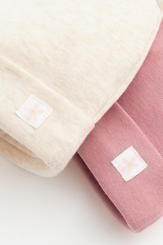 2 bonnets à oreilles - Rose et beige