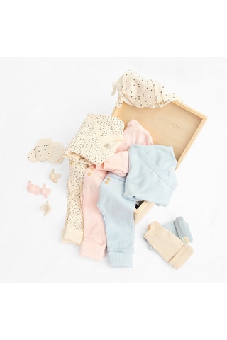 2 bonnets à oreilles - Ciel et beige