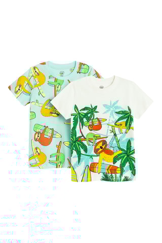 2 t-shirts - Blanc et turquoise