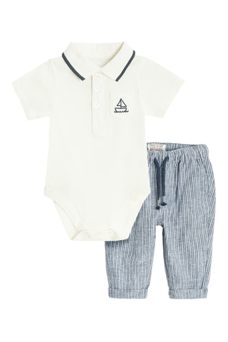 Body-polo et pantalon - Blanc