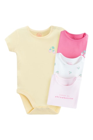 4 bodys - Jaune et rose