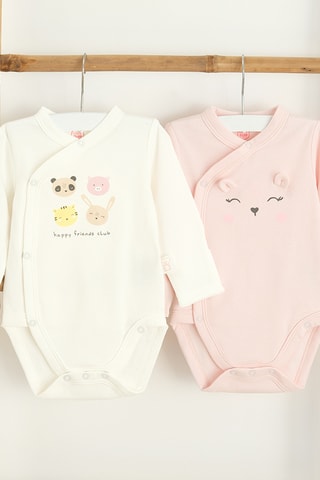 2 bodys - Rose poudré et blanc