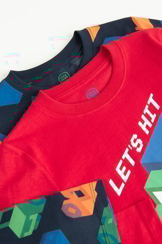 2 t-shirts - Rouge et bleu marine