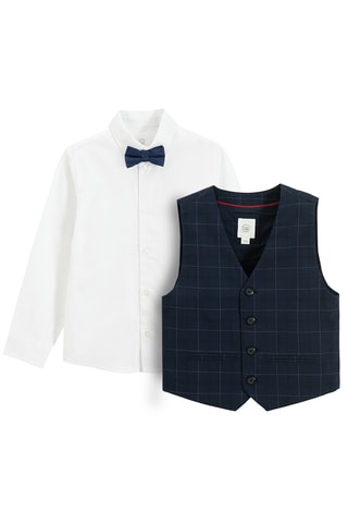 Chemise et gilet de costume -  Blanc et bleu marine