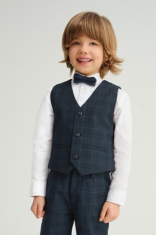 Chemise et gilet de costume -  Blanc et bleu marine