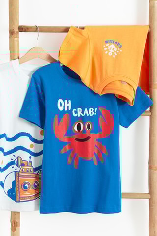 3 t-shirts -  Orange, bleu roi et blanc