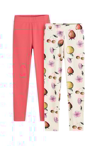 2 leggings -  Corail et blanc
