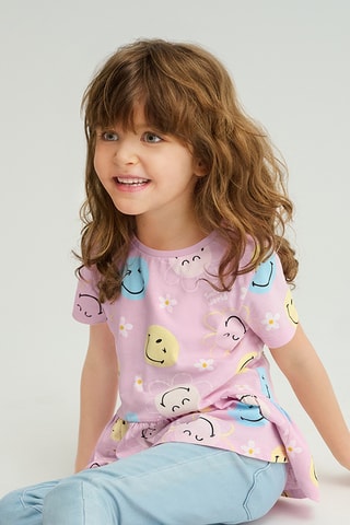 2 t-shirts Smiley -  Rose et blanc