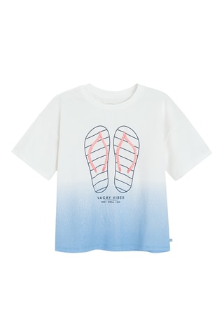 T-shirt dip and dye et jupe -  Blanc et ciel