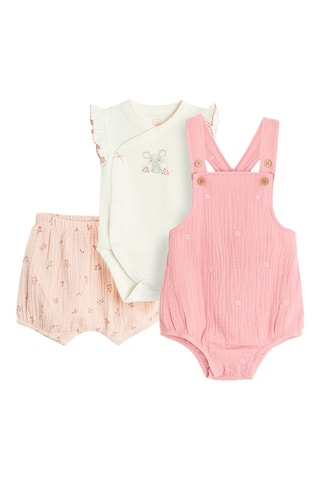 Ensemble 3 pièces -  Rose et blanc