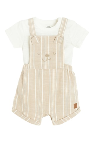 T-shirt et salopette -  Blanc et marron