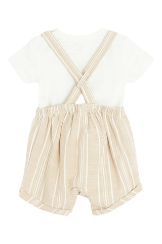 T-shirt et salopette -  Blanc et marron