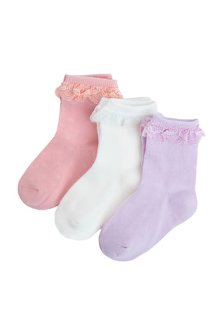 3 paires de chaussettes -  Rose et blanc