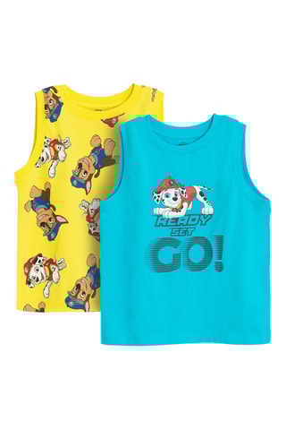 2 débardeurs Chase et Marcus Pat’ Patrouille - Turquoise et jaune