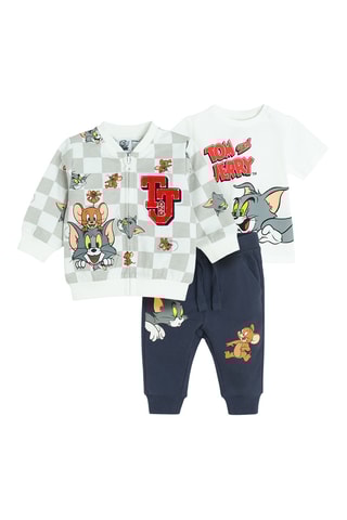 Ensemble 3 pièces Tom et Jerry - Bleu marine et blanc