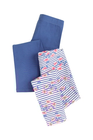 2 leggings - Bleu marine et blanc